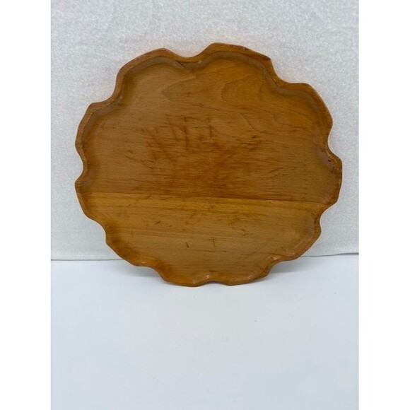 Mid Century Califlower Shaped Serving Tray 12" Oak - Picture 1 of 2